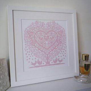 personalised mum's family tree heart print by glyn west design