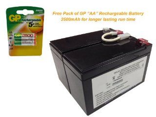 APC RBC109 Battery Replacement for APC BackUPS XS 1300 LCD   Powerwarehouse 12V, 9.0Amp with FREE GP Rechargeable AA NiMH Battery 