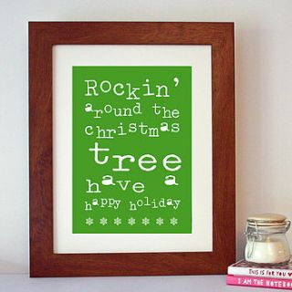 'rockin' around the christmas tree' print by hope and love