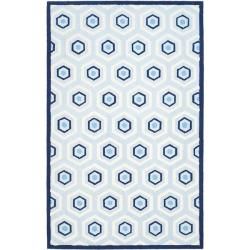 Handmade Children's Hexagon Light Blue N. Z. Wool Rug (8' x 10') Safavieh 7x9   10x14 Rugs