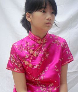 girl's silk chinese style jacquard dress by pink bamboo