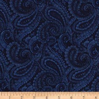108'' Quilt Backing Complementary Paisley Navy Fabric