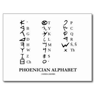 Phoenician Alphabet (Linguistics Cryptography) Postcards