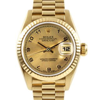 Pre Owned Rolex Women's 18k Gold President Watch with Date Display Rolex Women's Pre Owned Rolex Watches