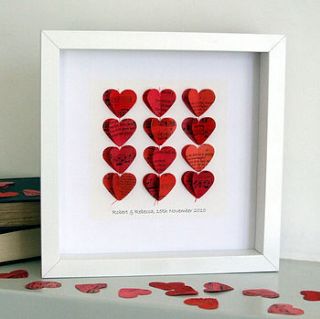 personalised heart strings artwork in red by remade