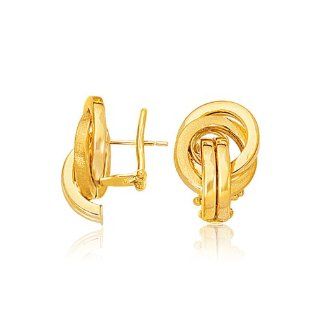 14K Yellow Gold Grand Love Knot Earrings with Omega Backs Jewelry