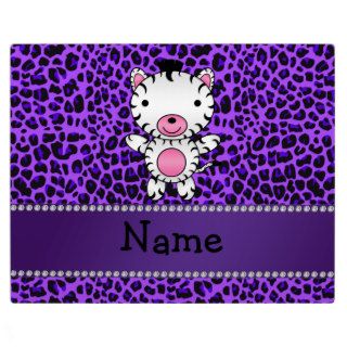 Personalized custom name zebra purple leopard display plaques