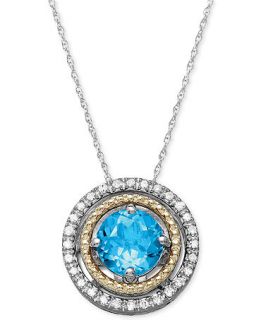Blue Topaz (1 ct. t.w.) and Diamond Accent Pendant Necklace in 14k Gold and Sterling Silver   Necklaces   Jewelry & Watches