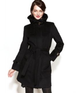 Via Spiga Belted Faux Fur Collar Wool Blend Coat   Coats   Women