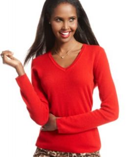 Charter Club Sweater, Long Sleeve Cashmere V Neck   Sweaters   Women
