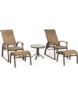 Oasis Outdoor 5 Piece Lounge Set 2 Adjustable Chairs, 2 Ottomans and 1 End Table   Furniture