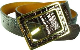 Vecceli Italy Crocodile Skin Embossed Women's Belt BT 108CROCBRN Small   38" Apparel Belts