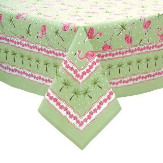 Pomegranate Inc. 100% Cotton 68 Inch by 108 Inch Rectangle Tablecloth, Flamingo Mint  