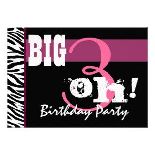 30th Birthday Party   Pink Zebra Template Invitations