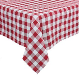 Xia Home Fashions Gingham Check Tablecloth, 65 by 108 Inch, Red  