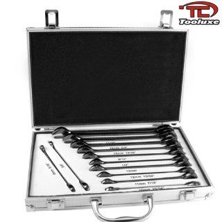 Tooluxe 12 Piece Pro Grade Duo Metric Set, SAE & Metric   with Durable Aluminum Gift Box   Combination Wrenches  