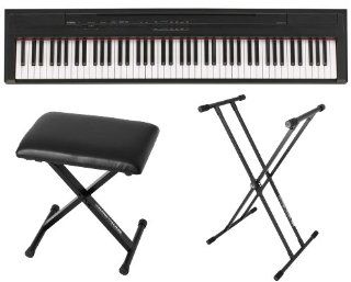 Yamaha P 105B 88 Key Black Digital Piano w/Power Supply, Keyboard Bench, and Keyboard Stand Musical Instruments
