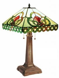 Warehouse of Tiffany 1338+MB107 Tiffany style Floral Mission style Table Lamp, White    