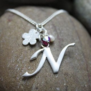 personalised initial charm necklace by silver leaves