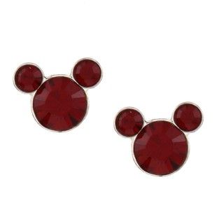 Disney's Mickey Mouse Sterling Silver Red Crystal Stud Earrings Children's Earrings