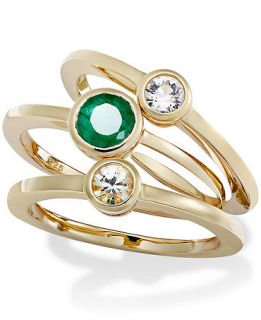 10k Gold over Sterling Silver Ring Set, Emerald (9/10 ct. t.w.) and White Sapphire (1/2 ct. t.w.) 3 Ring Set   Rings   Jewelry & Watches