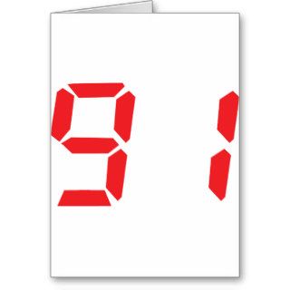91 ninety one red alarm clock digital number greeting cards