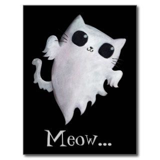 Scary Kitty Cat Ghost Postcard