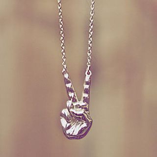 peace hand silver necklace by mona mara