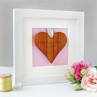 personalised wedding framed heart keepsake by clara and macy