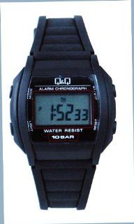 Q&Q #ML01J103Y Men's Black Rubber Band Alarm LCD Digital Watch Watches