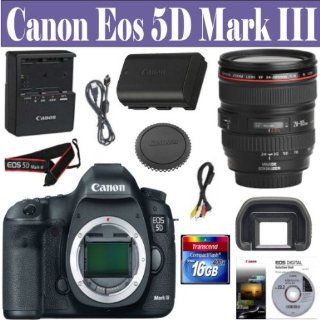 Canon EOS 5D Mark III 22.3 MP Full Frame CMOS Digital SLR Camera with EF 24 105mm f/4 L IS USM Lens + 16 GIG Memory Card  Digital Slr Camera Bundles  Camera & Photo