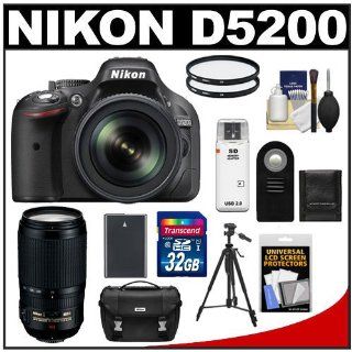 Nikon D5200 Digital SLR Camera & 18 105mm VR DX AF S Zoom Lens (Black) with 70 300mm VR Zoom Lens + 32GB Card + Case + Battery + Filters + Tripod + Accessory Kit  Digital Slr Camera Bundles  Camera & Photo
