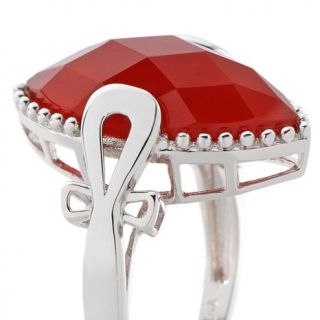 Checkerboard Cut Red Agate Sterling Silver Ring