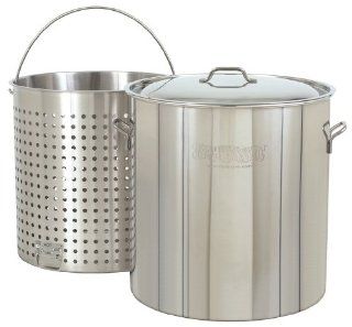 Bayou Classic 1102 102 Qt. Stainless Steel Stockpot with Boil Basket  Crab Pot  Patio, Lawn & Garden
