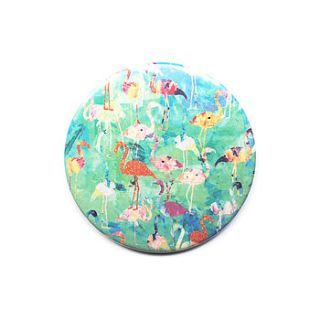 flamingo party pocket mirror by nikki strange