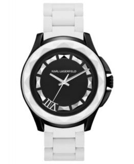 Karl Lagerfeld Unisex Black Silicone Wrapped Stainless Steel Bracelet Watch 44mm KL1013   Watches   Jewelry & Watches