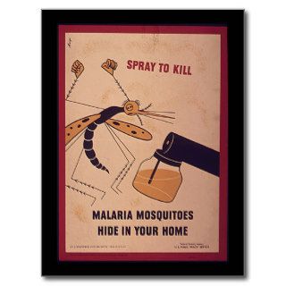Vintage WWII Kill Malaria Mosquitoes Postcard