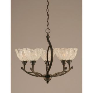 Toltec Lighting Bow 5 Light Up Chandelier with Glass Shade
