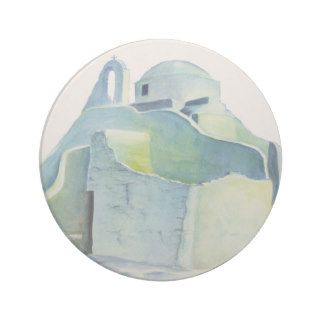 santorini church beverage coaster