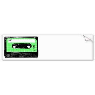 Green and White Houndstooth Label Cassette Bumper Sticker