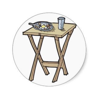 breakfast on a snack tray table round sticker