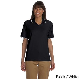 Devon & Jones Women's Tipped Perfect Pima Interlock Polo Golf Shirts