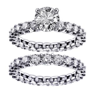 14k White Gold 5ct TDW Round Diamond Clarity Enhanced Bridal Ring Set (F G, SI1 SI2) Bridal Sets