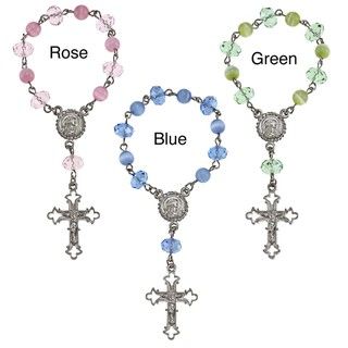 Vatican Silvertone Crystal Beaded Cross Rosary Bracelet by 1928 Jewelry 1928 Jewelry Fashion Bracelets