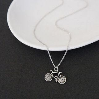 silver bicycle charm necklace by maria allen boutique