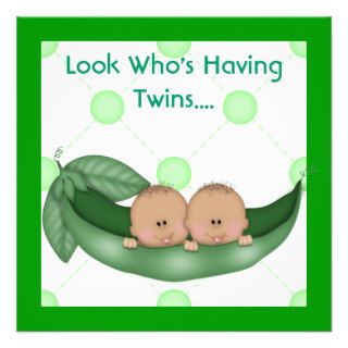 TWO PEAS IN A POD BABY SHOWER TWINS INVITATIONS