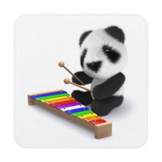 Cute Baby Panda Xylophone 3d Coaster