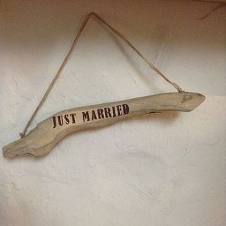 just married hanging sign by velvet brown