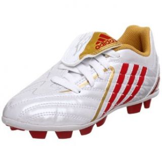 adidas Little Kid/Big Kid Predito Ps Trx Hg Soccer Cleat, White/Red/Gold, 4 M US Big Kid Soccer Shoes Clothing