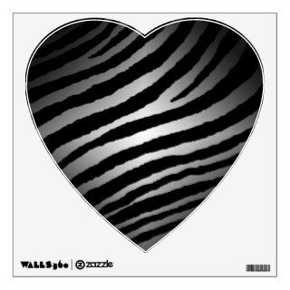 Silver Zebra Stripe Print Heart Wall Decal